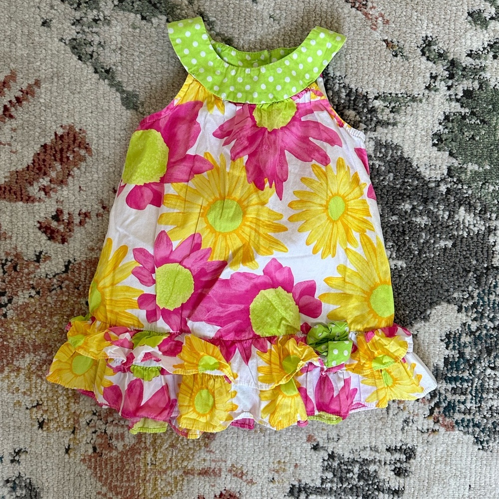 Boutique Jessica Ann Baby Toddler Girls Retro Floral Spring Summer Sundress - Picture 6 of 7
